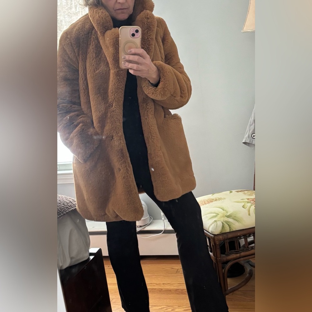 APPARIS Tan Faux Fur Teddy Coat